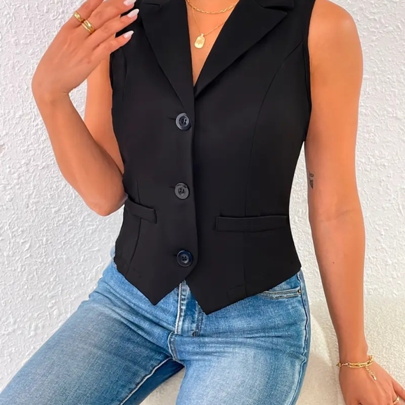 Chic Black Women's Vest - Picture 4 of 4